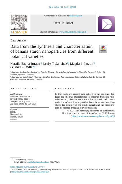 (PDF) Data from the synthesis and characterization of banana starch ...