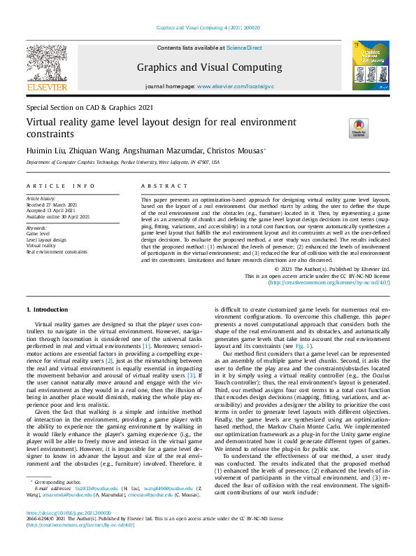 (PDF) Virtual reality game level layout design for real environment ...