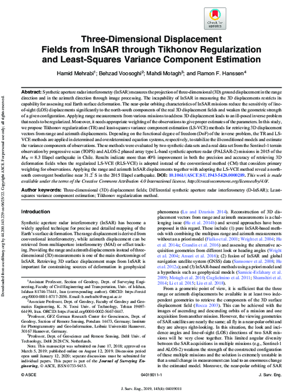 (PDF) Three-Dimensional Displacement Fields from InSAR through Tikhonov ...
