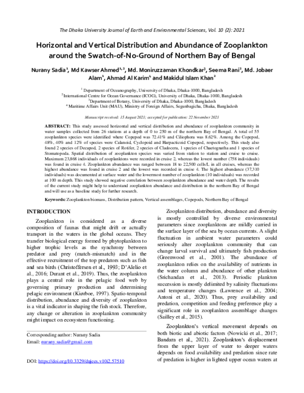 (PDF) Horizontal and Vertical Distribution and Abundance of Zooplankton ...