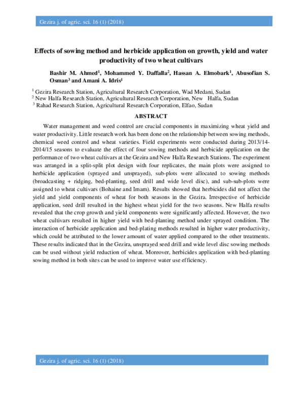 (PDF) Effects of sowing method and herbicide application on growth ...