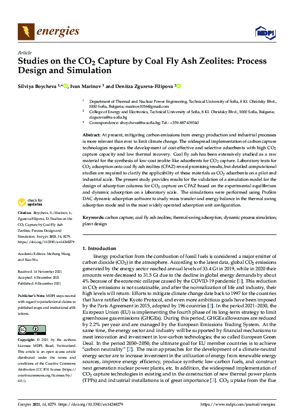 (PDF) Studies on the CO2 Capture by Coal Fly Ash Zeolites: Process ...