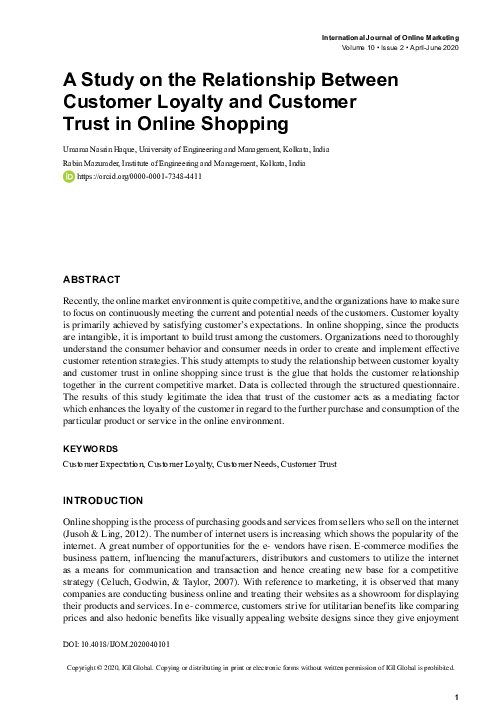 (PDF) A Study on the Relationship Between Customer Loyalty and Customer ...