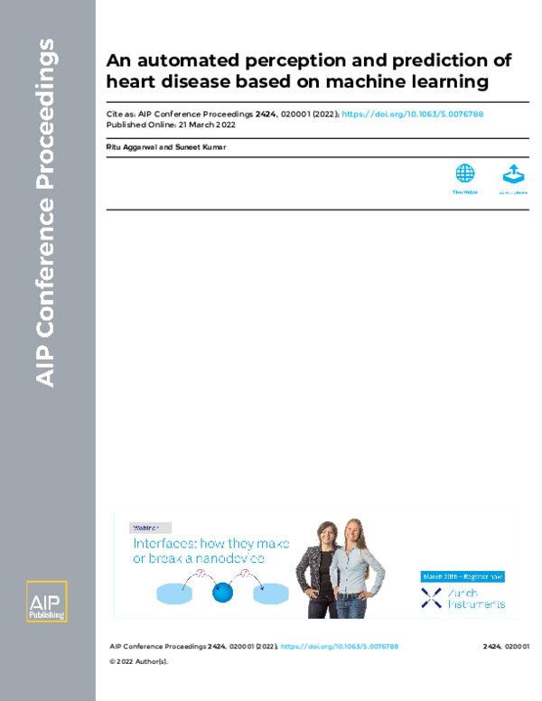 (PDF) An automated perception and prediction of heart disease based on ...