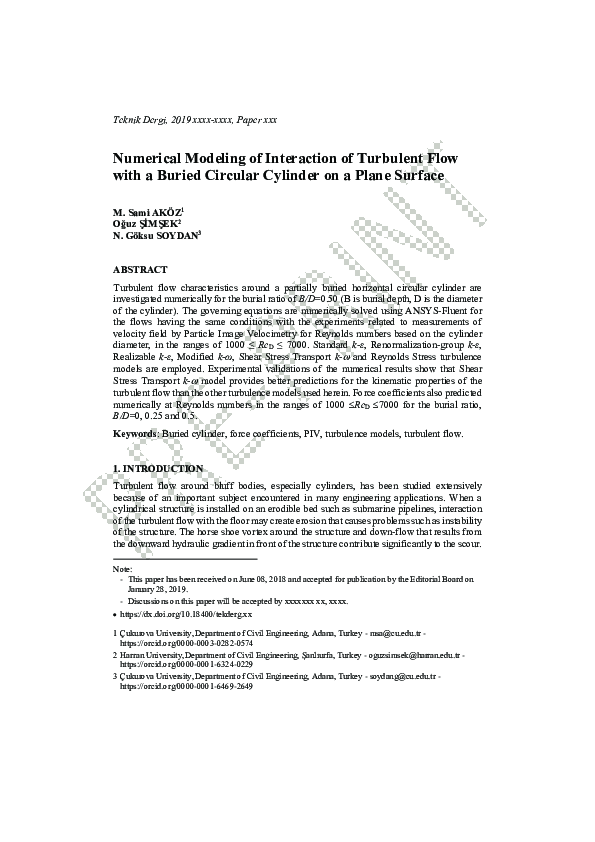 (PDF) Numerical Modeling of Interaction of Vortical Flow with a Buried ...