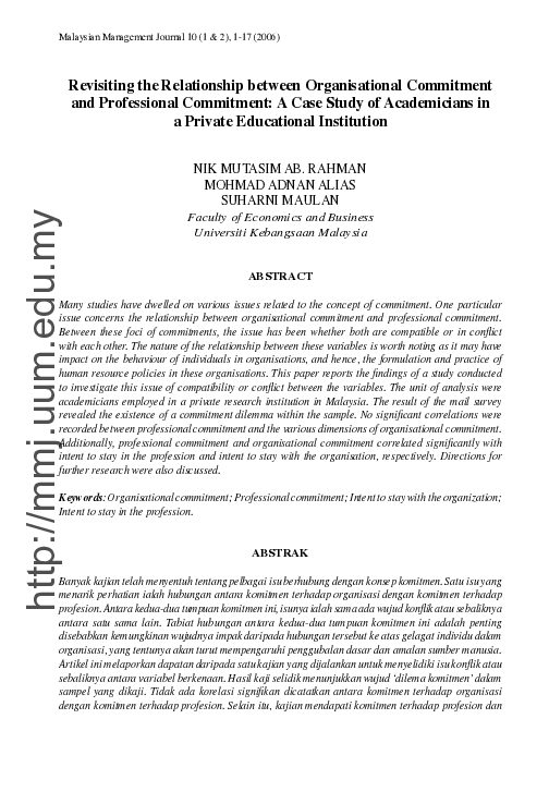 (PDF) Revisiting the Relationship between Organisational Commitment and ...