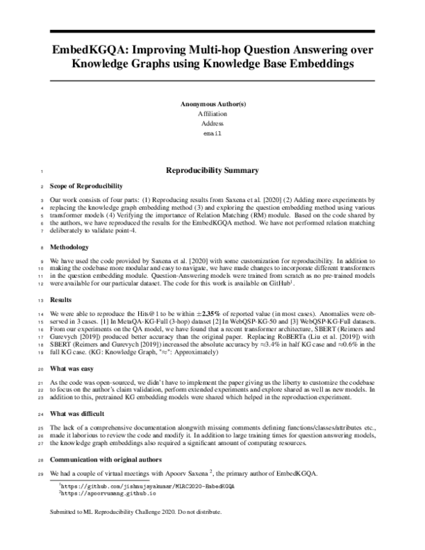 (PDF) EmbedKGQA: Improving Multi-hop Question Answering over Knowledge ...