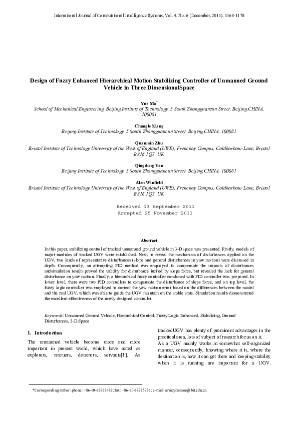(PDF) Design of Fuzzy Enhanced Hierarchical Motion Stabilizing ...