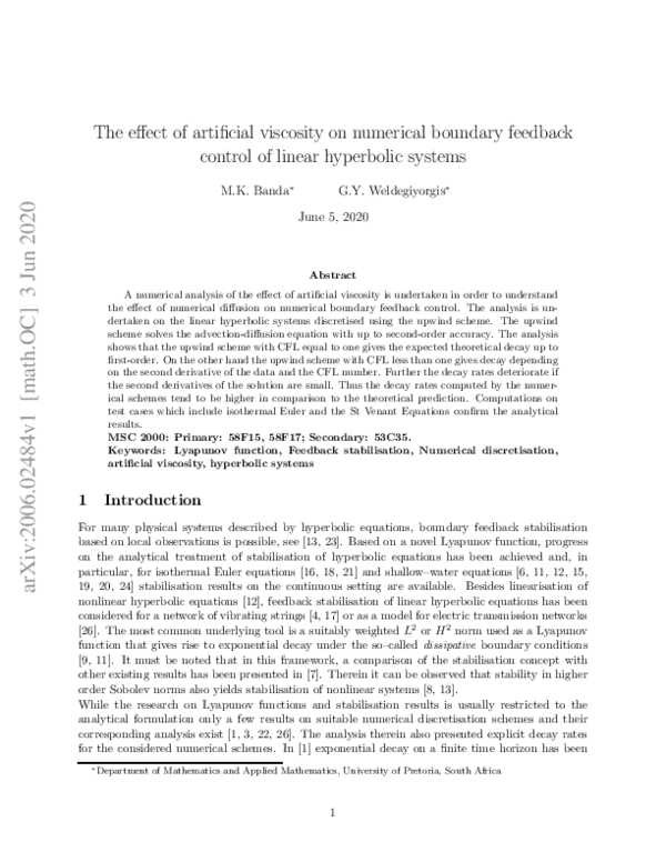 (PDF) The effect of artificial viscosity on numerical boundary feedback ...