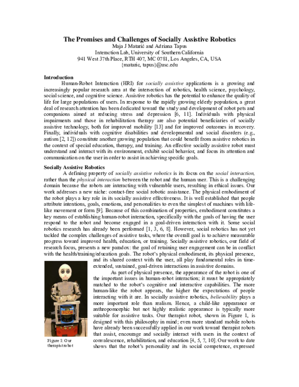 (PDF) The grand challenges in socially assistive robotics