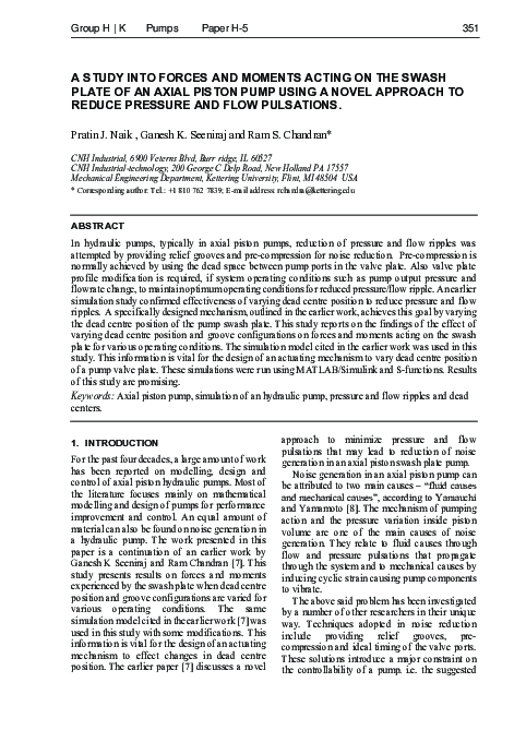 (PDF) A study into forces and moments acting on the swash plate of an ...