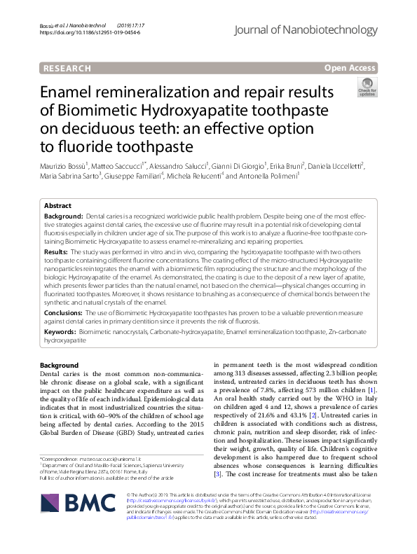 (PDF) Enamel remineralization and repair results of Biomimetic ...
