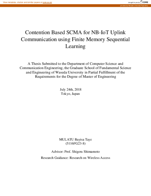 (PDF) Contention Based SCMA for NB-IoT Uplink Communication using ...