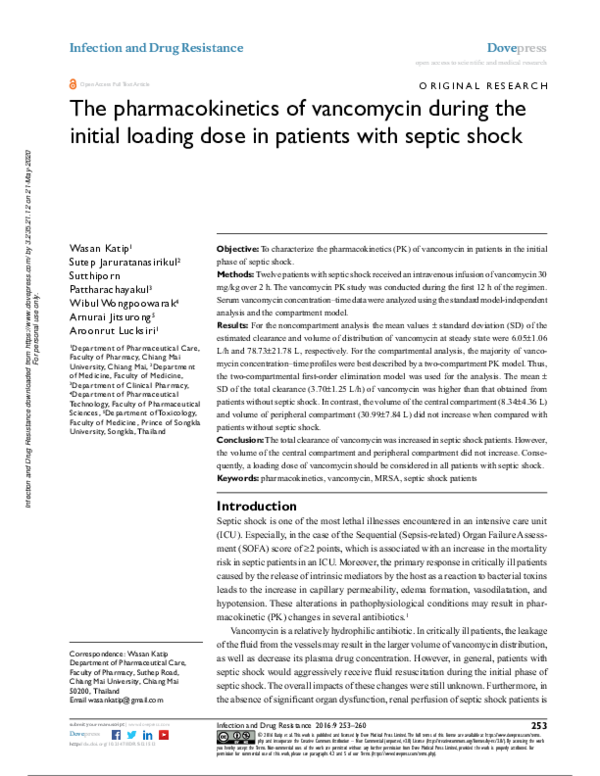 (PDF) Vancomycin Pharmacokinetics in Septic Shock