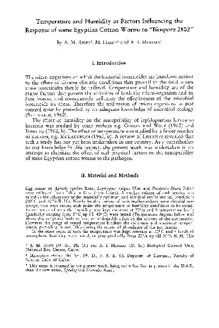 (PDF) Temperature and Humidity as Factors Influencing the Response of ...