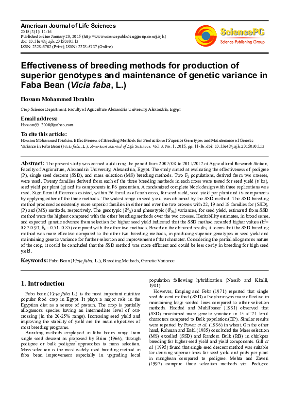 (PDF) Effectiveness of Breeding Methods for Production of Superior ...