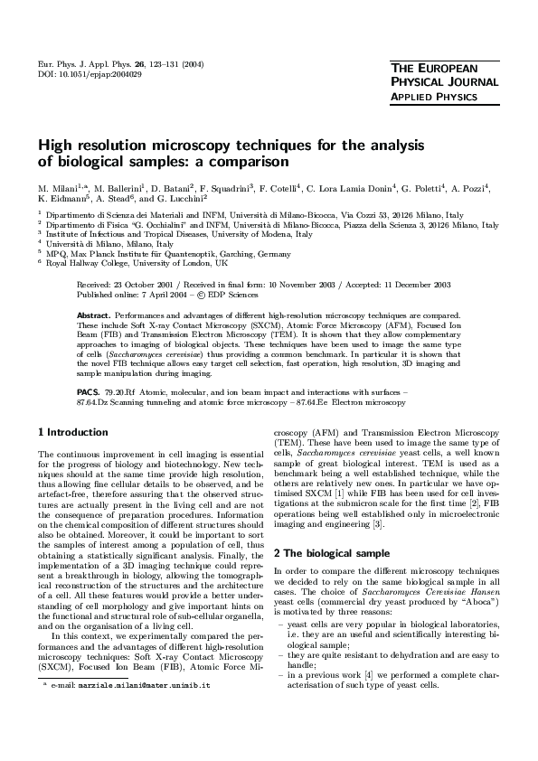 (PDF) High resolution microscopy techniques for the analysis of ...