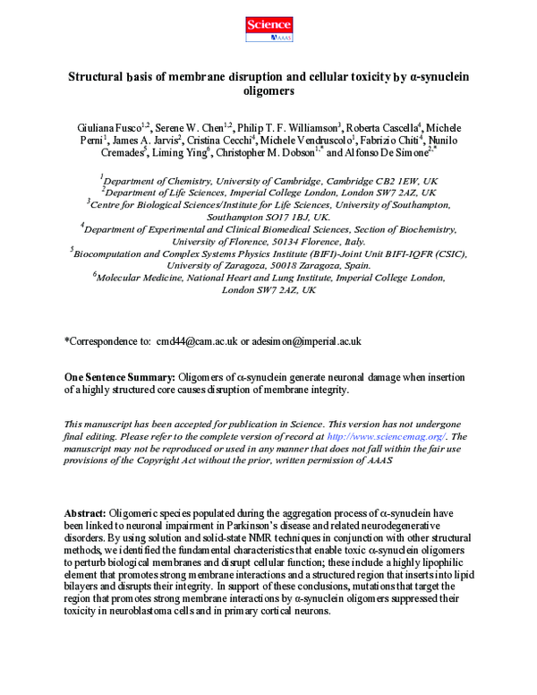 (PDF) Structural basis of membrane disruption and cellular toxicity by ...