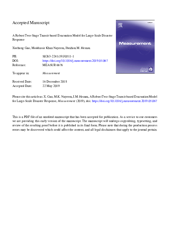 (PDF) A robust two-stage transit-based evacuation model for large-scale ...