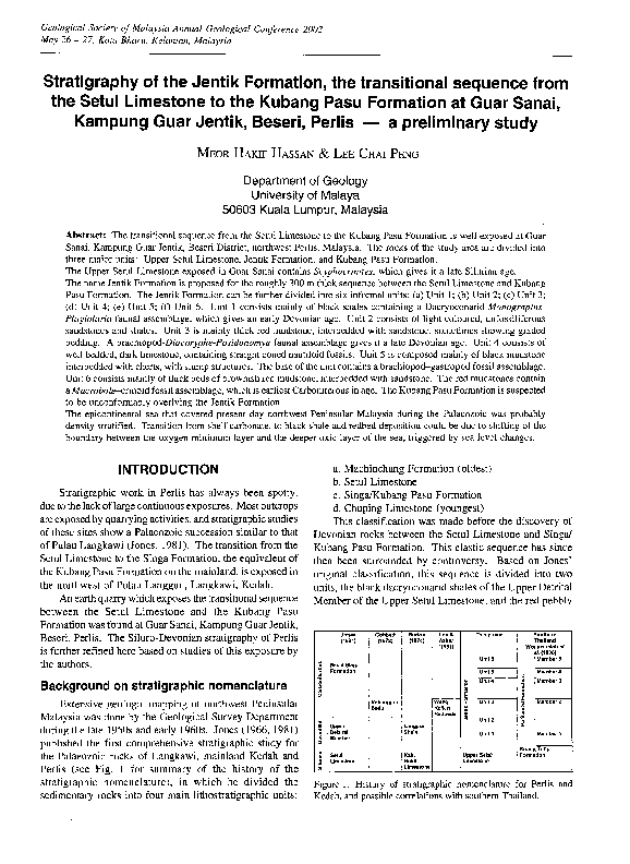 (PDF) Stratigraphy of the Jentik Formation, the transitional sequence ...