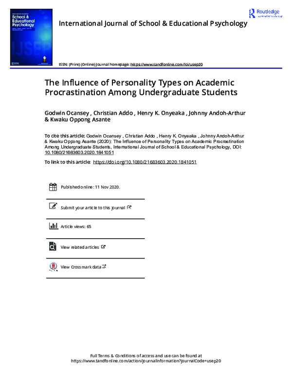 (PDF) The Influence of Personality Types on Academic Procrastination ...