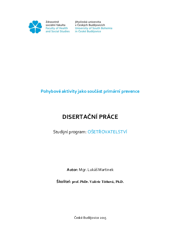 (PDF) Pohybové aktivity jako primární prevence