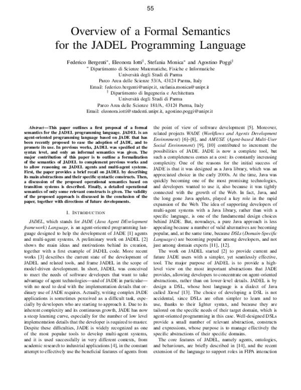 (PDF) Overview of a Formal Semantics for the JADEL Programming Language