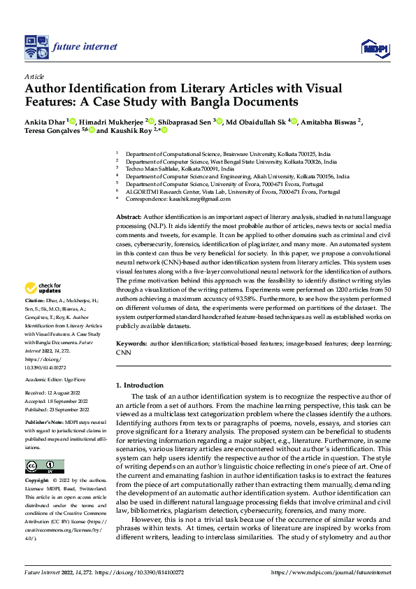 (PDF) Author Identification from Literary Articles with Visual Features ...
