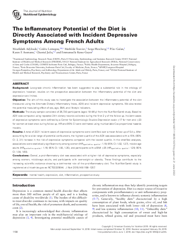 (PDF) The Inflammatory Potential of the Diet is Directly Associated ...