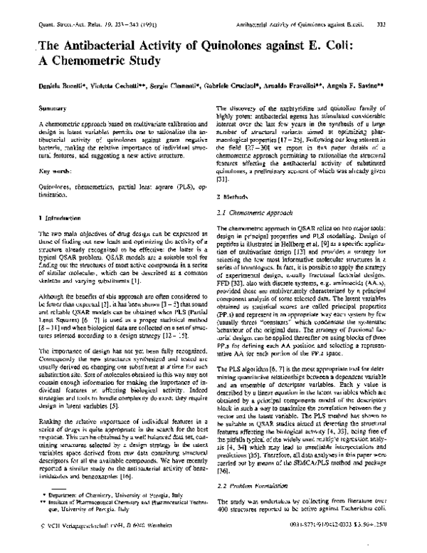 (PDF) The Antibacterial Activity of Quinolones against E. Coli: A ...