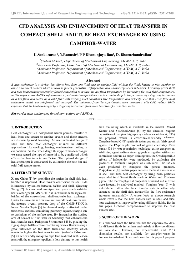(PDF) CFD Analysis and Enhancement of Heat Transfer in Compact Shell ...