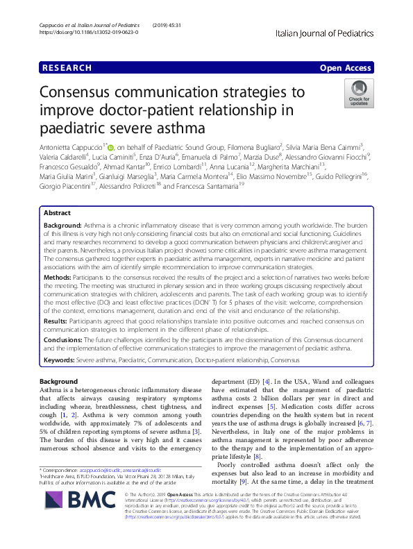 (PDF) Consensus communication strategies to improve doctor-patient ...