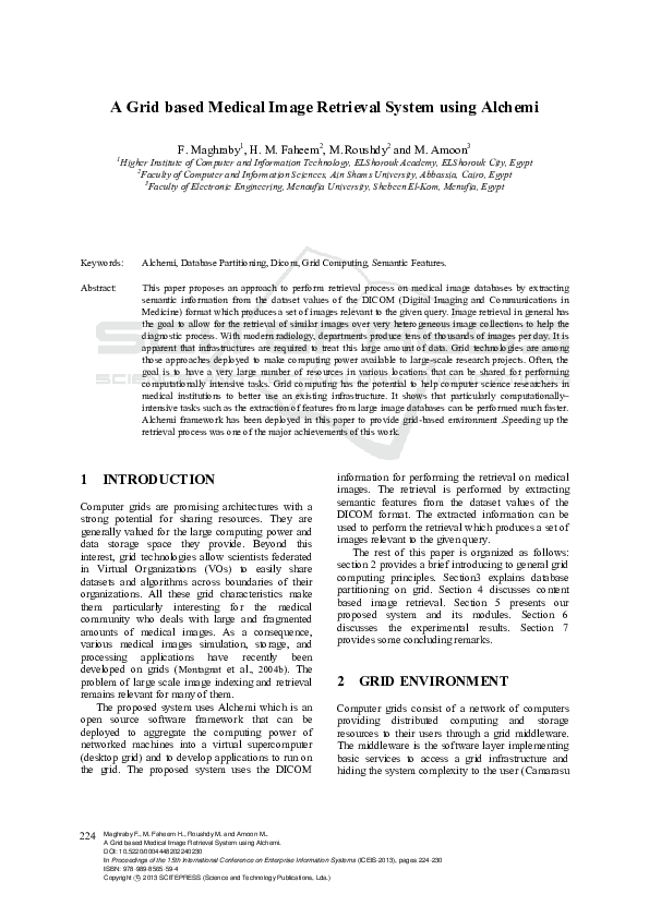 (PDF) A Grid based Medical Image Retrieval System using Alchemi