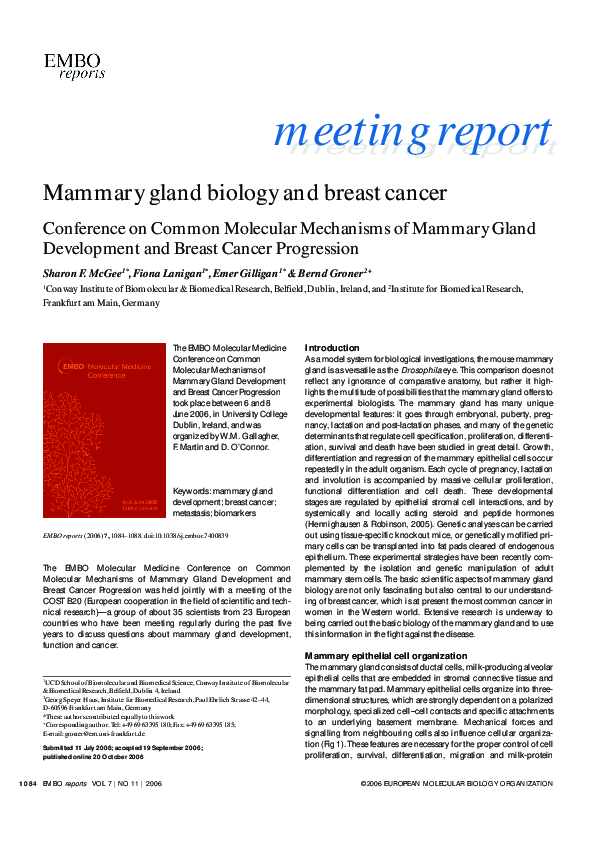 (PDF) Mammary gland biology and breast cancer