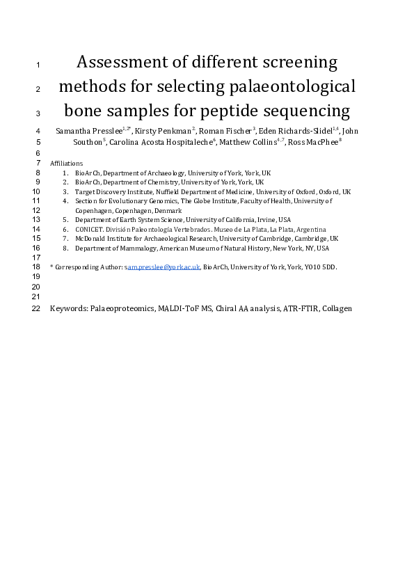 (DOC) Assessment of different screening methods for selecting ...