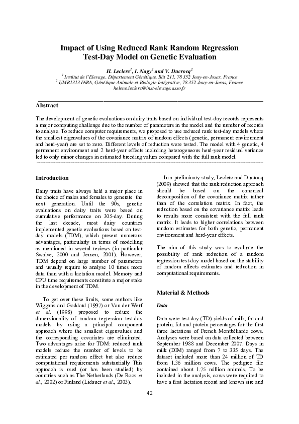 (PDF) Impact of using reduced rank random regression test-day model on ...