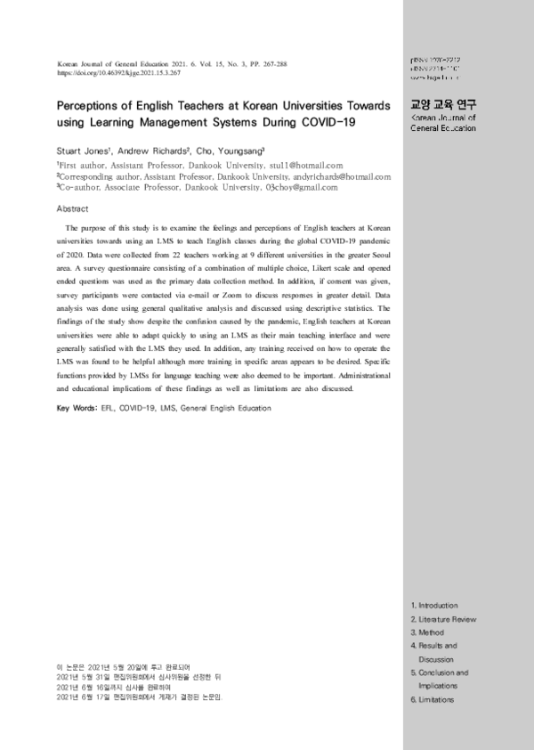(PDF) Perceptions of English Teachers at Korean Universities Towards ...