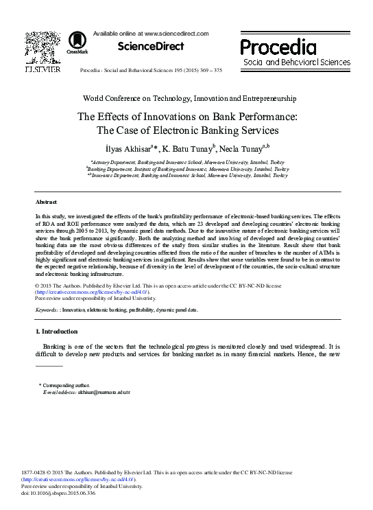 (PDF) The Effects of Innovations on Bank Performance: The Case of ...