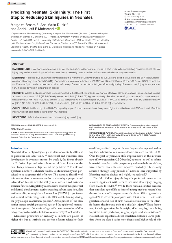 (PDF) Predicting Neonatal Skin Injury: The First Step to Reducing Skin ...