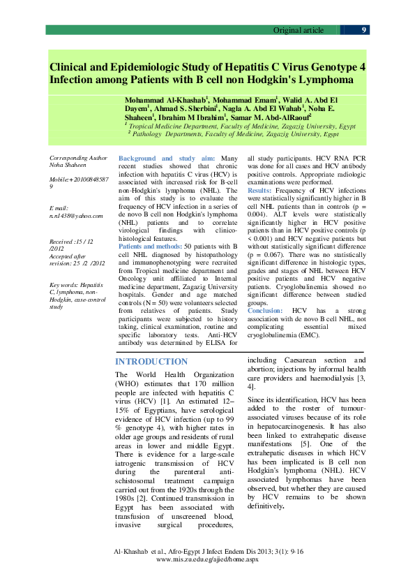 (PDF) Clinical and Epidemiologic Study of Hepatitis C Virus Genotype 4 ...