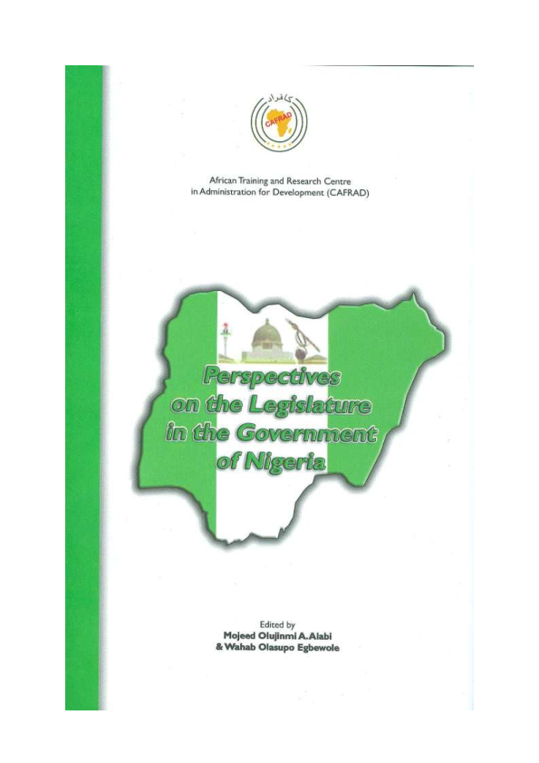 (PDF) PERSPECTIVES ON THE LEGISLATURE IN THE GOVERNMENT OF NIGERIA