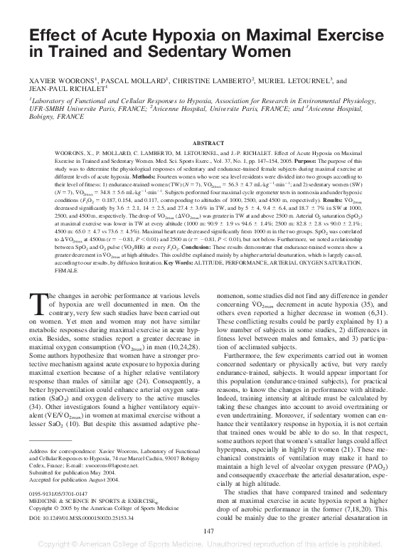 (PDF) Effect of Acute Hypoxia on Maximal Exercise in Trained and ...