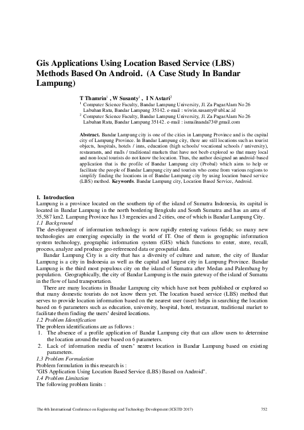 (PDF) Gis Applications Using Location Based Service (LBS) Methods Based ...