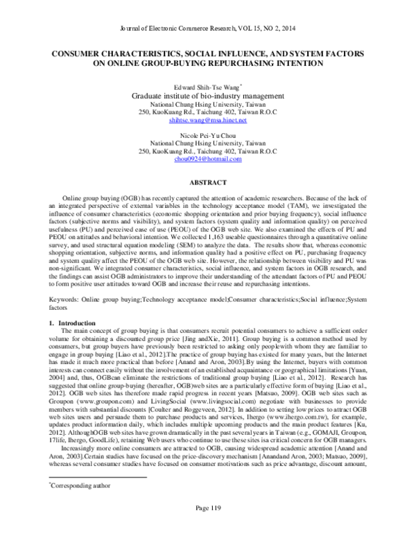 (PDF) Consumer characteristics, social influence, and system factors on ...