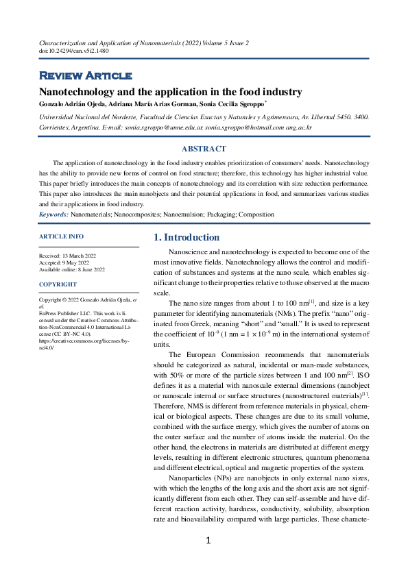 (PDF) Nanotechnology and the application in the food industry