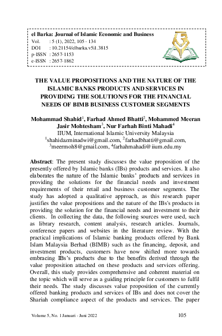 (PDF) The Value Propositions and The Nature of The Islamic Banks ...