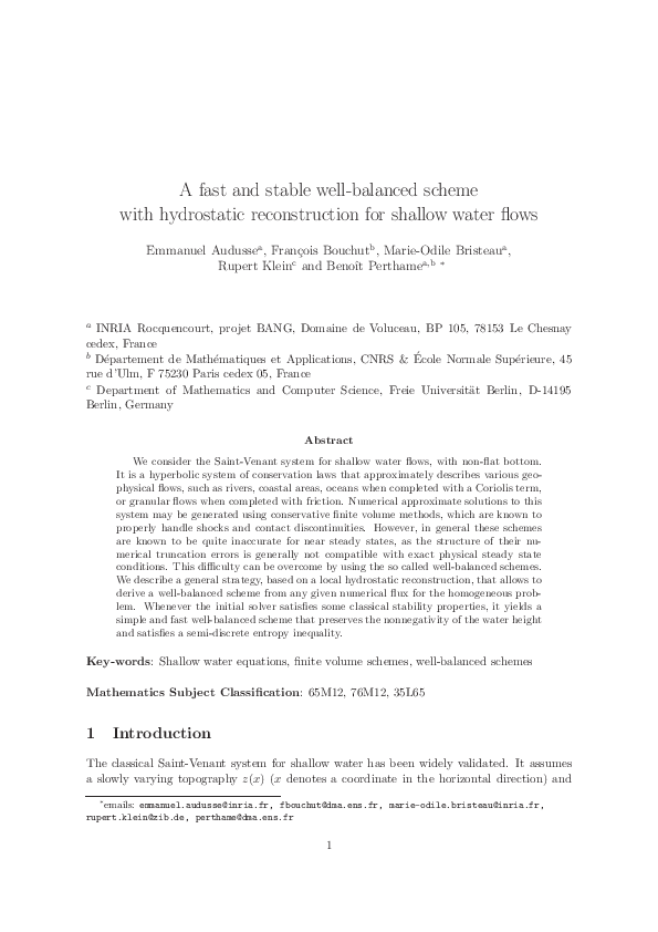 (PDF) A Fast and Stable Well-Balanced Scheme with Hydrostatic ...