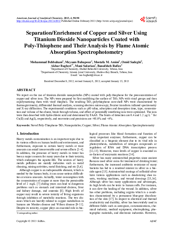(PDF) Separation/Enrichment of Copper and Silver Using Titanium Dioxide ...