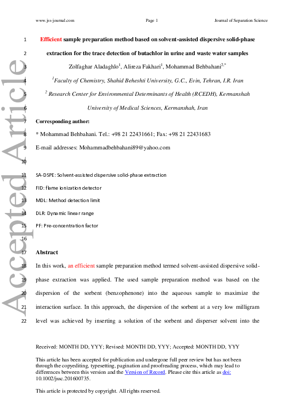 (PDF) Efficient sample preparation method based on solvent-assisted ...