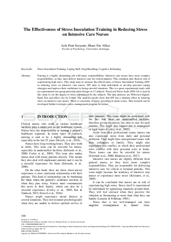 (PDF) The Effectiveness of Stress Inoculation Training in Reducing ...